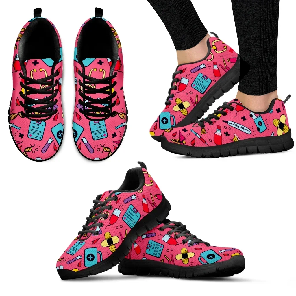 Women'S Shoes Nursing - Donkerroze EHBO medische print lichtgewicht outdoor