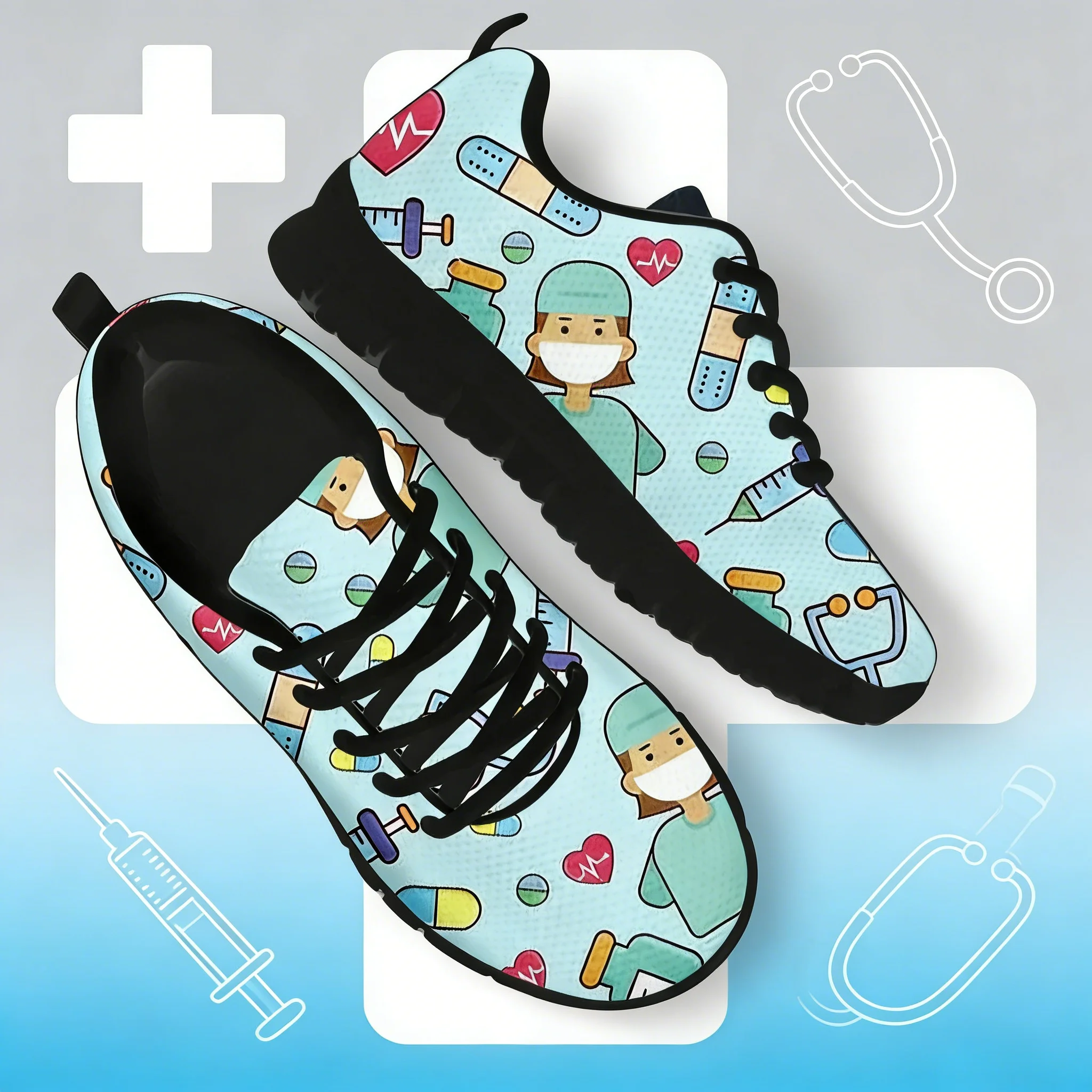 Women'S Shoes Nursing - ** Leuke damessneakers met cartoonverpleegsterprint -