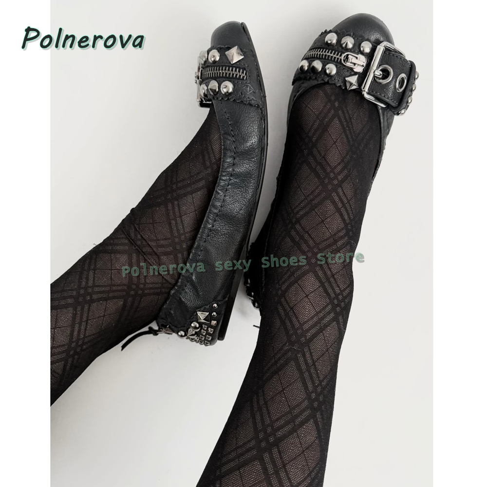 Women'S Shoes For Flat Feet - Klinknagelriemgesp Mary Jane schoenen spitse neus