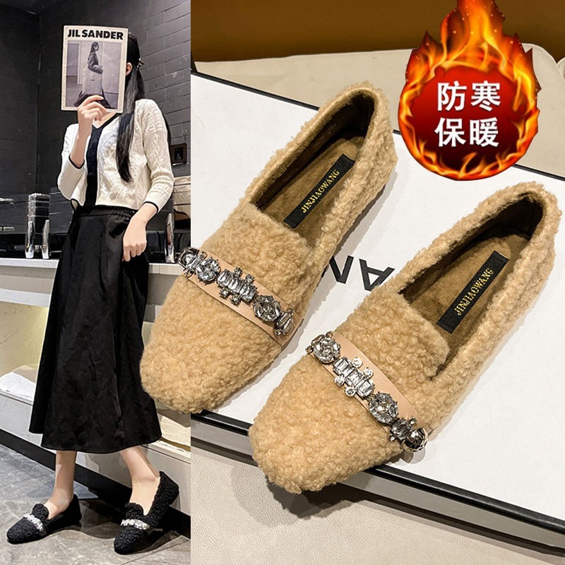 Women Shoes Winter - Pluche loafers met zachte zolen voor